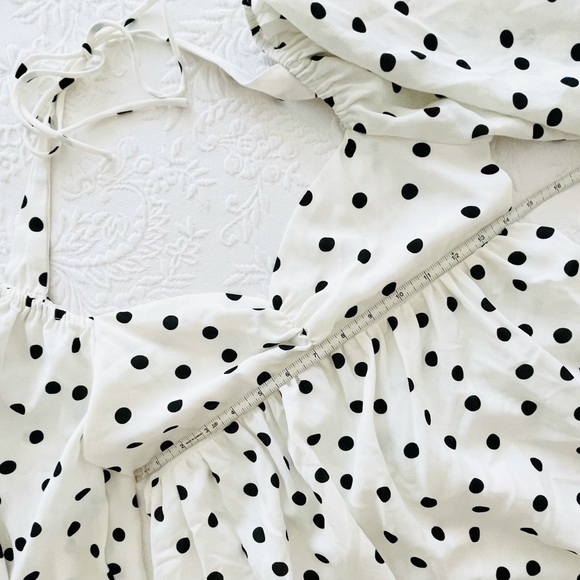 NWOT Lulus Meet Me At Our Spot White Polka Dot Long Sleeve Mini Dress Small - Picture 11 of 13